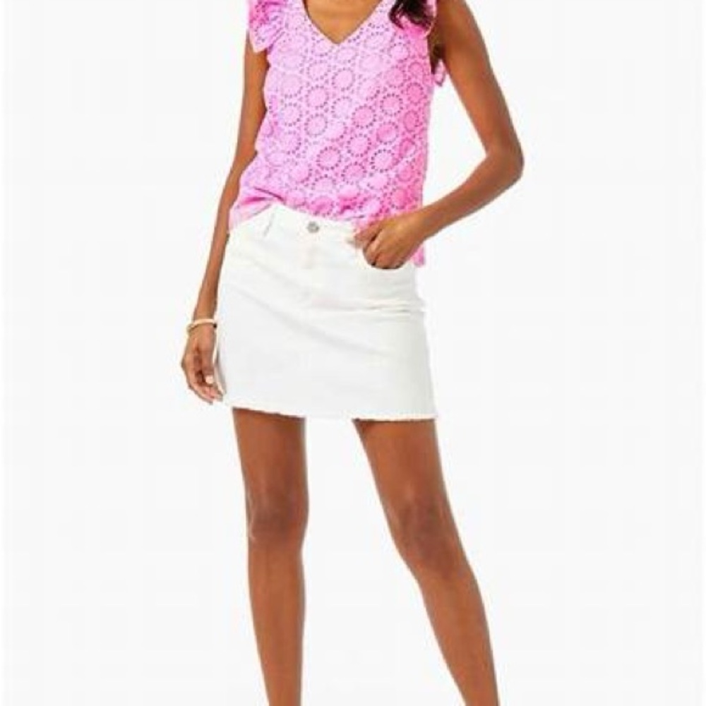 Lilly Pulitzer Lina Eyelet Top Size medium pink - Picture 2 of 3